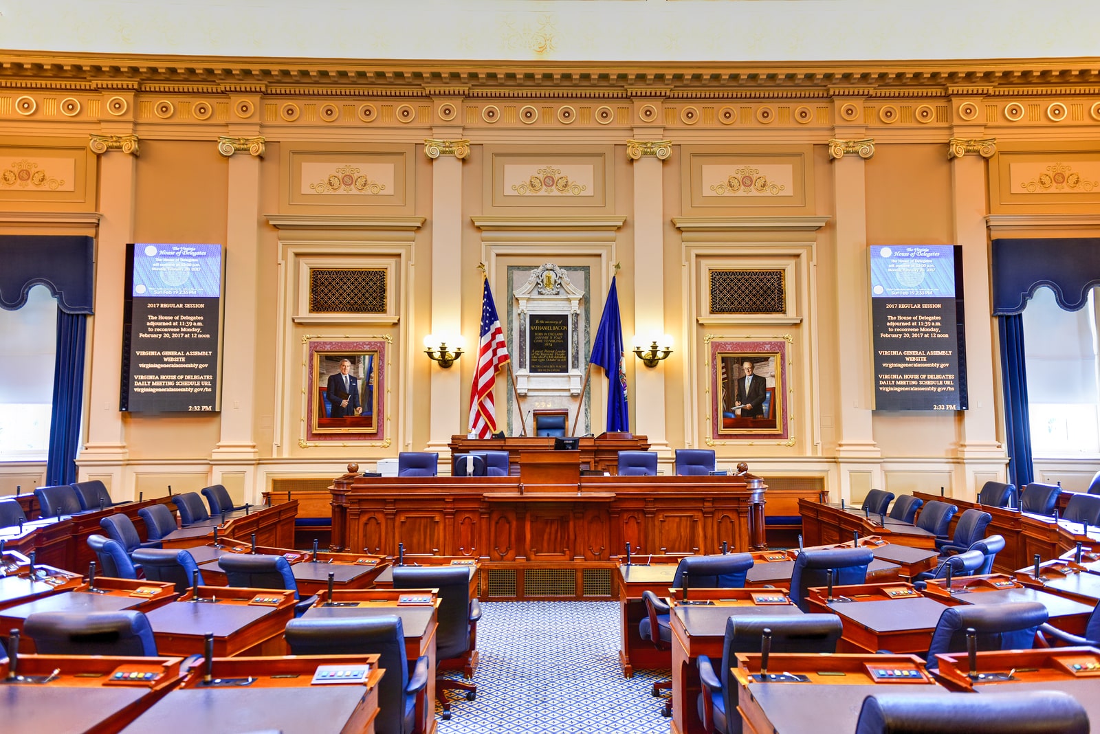 Richmond Virginia - February 19 2017: House of Representatives chamber in the Virginia State Capitol in Richmond Virginia.